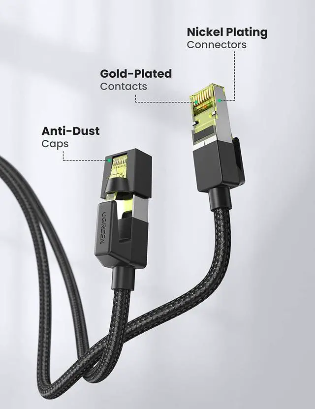 Alt view image 7 of 13 - UGREEN Cat 7 Ethernet Cable High Speed Braided Internet Cord Cat7 RJ45 Shielded Indoor Outdoor Heavy Duty LAN Network Cables Compatible for Gaming PC PS5 PS4 PS3 Xbox Modem Router Smart TV 10FT