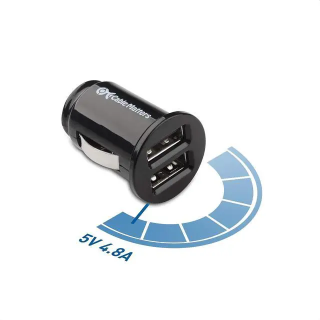 Alt view image 4 of 6 - Cable Matters 2-Pack 4.8A 24W Flush Mount Dual USB Car Charger, Compact Mini Car USB Charger for Smartphones and Tablets