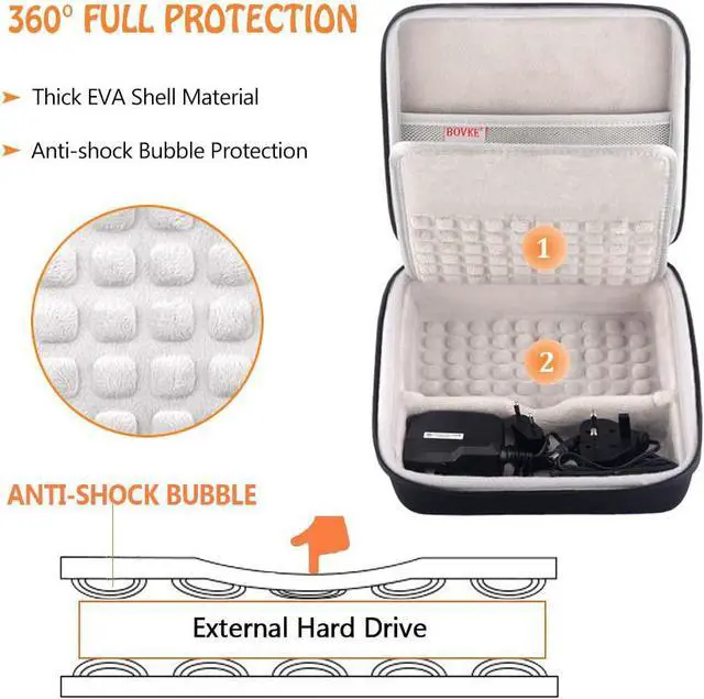 Alt view image 3 of 7 - BOVKE Hard Drive Case for Seagate Backup Plus Hub External Hard Drive Desktop HDD 4TB 6TB 8TB 10TB 12TB 14TB 16TB 18TB 20TB, 3.5 Inch Portable Desktop HDD Carrying Cases, Black