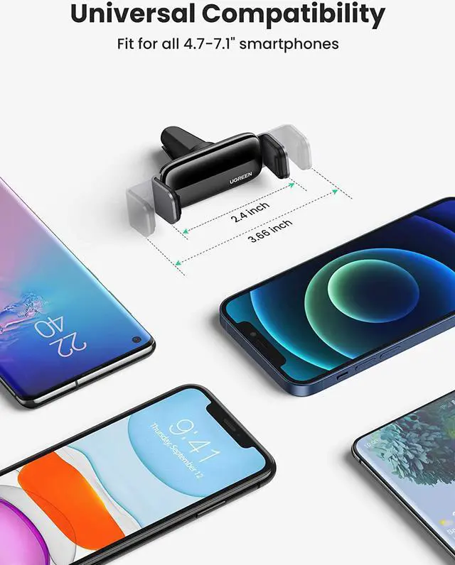 Alt view image 7 of 7 - UGREEN Car Vent Phone Mount Air Vent Holder Cell Phone Car Mount Compatible with iPhone 13 12 Pro Max 11 X 8 7 Samsung Note 10 Galaxy S21 Ultra S20 S10 Aluminum Arm 360 Degree Rotation