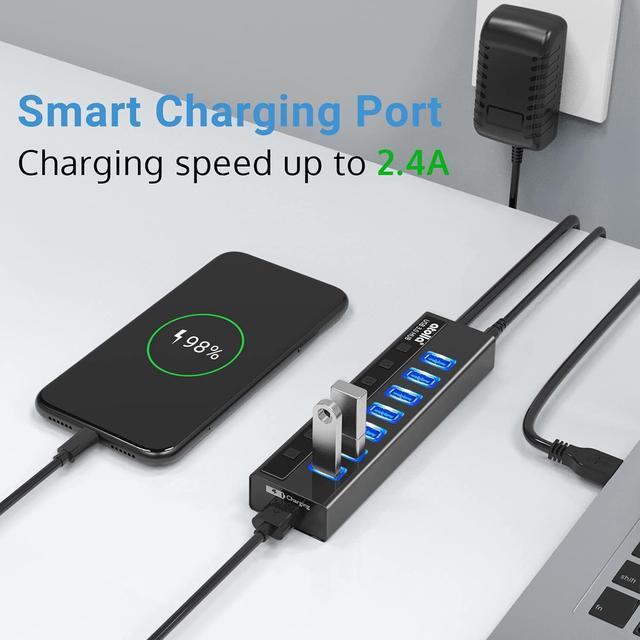 Powered USB Hub 3.0, Atolla 7-Port USB Data Hub Splitter with One Smart  Charging Port and Individual On/Off Switches and 5V/4A Power Adapter USB  Extension for MacBook, Mac Pro/Mini and More. 