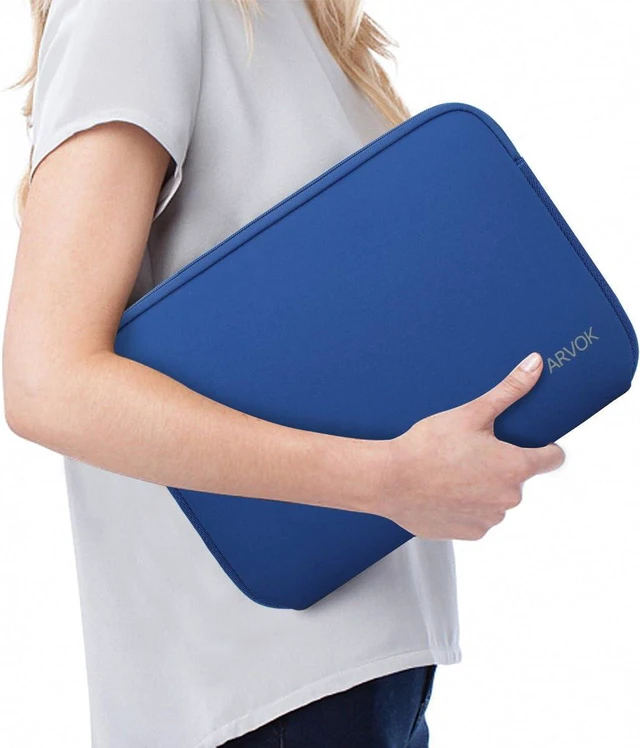Alt view image 7 of 7 - Arvok 11 11.6 12 Inch Laptop Sleeve Case for MacBook Air 12, Water-Resistant Neoprene Notebook Computer Tablet Sleeve, Carrying Bag Cover for Chromebook/HP/Dell/Lenovo/Asus/Acer, Dark Blue