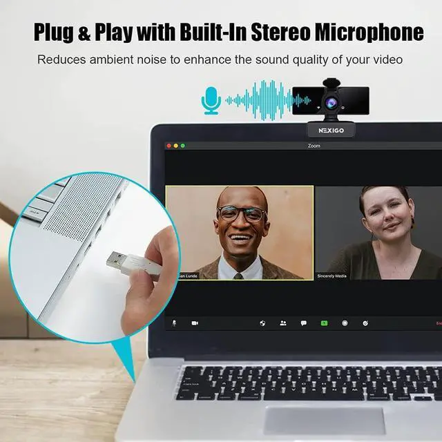 Alt view image 5 of 7 - NexiGo N660 1080P Business Webcam, Dual Microphone & Privacy Cover, USB FHD Web Computer Camera, Plug and Play, for Zoom/Skype/Teams/Webex, Laptop MAC PC Desktop