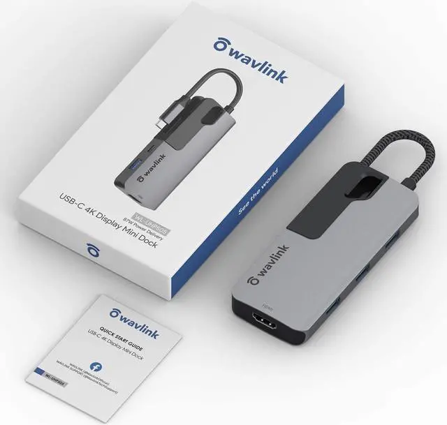 Alt view image 7 of 7 - WAVLINK USB C Hub, PD 6-in-1 Type C Adapter Mini Docking Station Aluminum with 4K 30Hz HDMI, 4 USB 3.0, 87W Laptop Power Delivery for Windows Mac and More