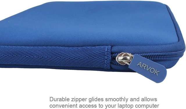 Alt view image 6 of 7 - Arvok 11 11.6 12 Inch Laptop Sleeve Case for MacBook Air 12, Water-Resistant Neoprene Notebook Computer Tablet Sleeve, Carrying Bag Cover for Chromebook/HP/Dell/Lenovo/Asus/Acer, Dark Blue