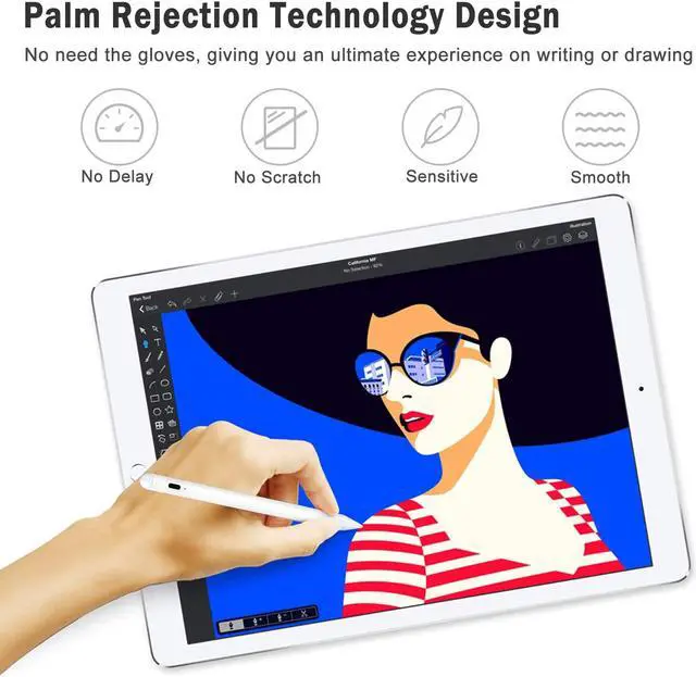 Alt view image 3 of 14 - Stylus Pen for iPad with Palm Rejection, Active Stylus Pencil Compatible with (2018 2020 2021) Apple iPad Pro 11/12.9 Inch, iPad 10.2 7th/8th/9th Generation, iPad Air 3rd 4th Gen, iPad Mini 5th 6th