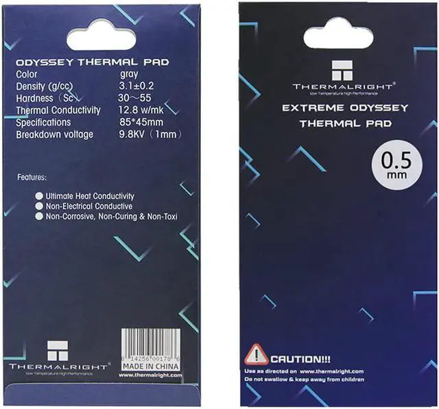 Main image of Thermalright Thermal Pad 12.8 W/mK 85x45x0.5mm Non Conductive Heat Resistance High Temperature Resistance Silicone Thermal Pads for Laptop Heatsink/GPU/CPU/LED Cooler (0.5mm)