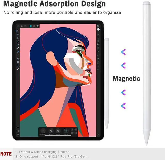 Alt view image 4 of 14 - Stylus Pen for iPad with Palm Rejection, Active Stylus Pencil Compatible with (2018 2020 2021) Apple iPad Pro 11/12.9 Inch, iPad 10.2 7th/8th/9th Generation, iPad Air 3rd 4th Gen, iPad Mini 5th 6th