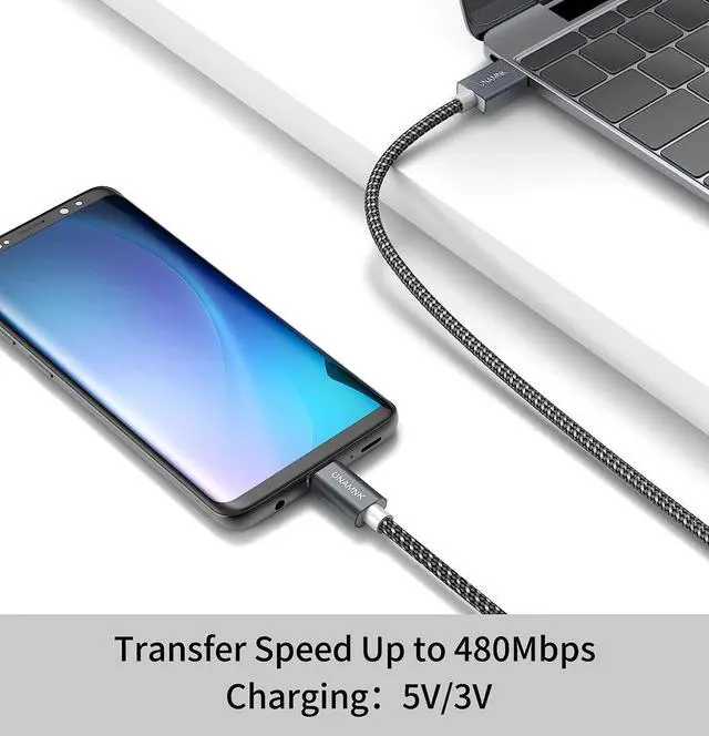 Alt view image 5 of 7 - USB C Cable [6.6Feet+6.6Feet+1Feet] 3A Fast Charging,UNAMNK USB A Male to USB C Male Cable Compatible with Samsung Galaxy S8 S9 S10 S20 Plus A51 A11,Note 8 9 10, LG V20 and Other USB C Charger-Gray