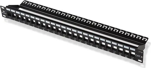 Main image of Cable Matters Rackmount or Wall Mount 1U 24 Port Keystone Patch Panel with Cable Management and Support Bar (19-inch Blank Patch Panel for Keystone Jacks/Keystone Panel), Welcome to consult