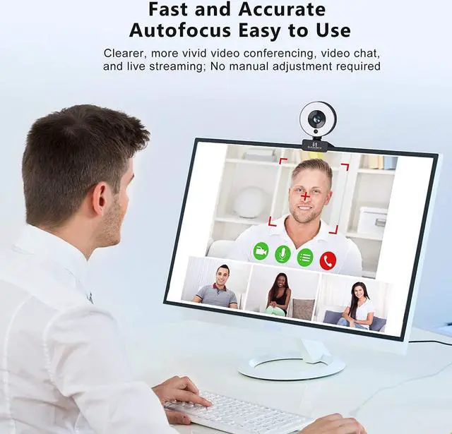 Alt view image 6 of 7 - 2K Ultra HD Streaming Webcam, sumbulare Webcam with Microphone, Adjustable Ring Light and Tripod, Plug and Play Web Camera, Autofocus AF PC Mac Video Cam for Online Learning, Zoom Meeting Skype Teams