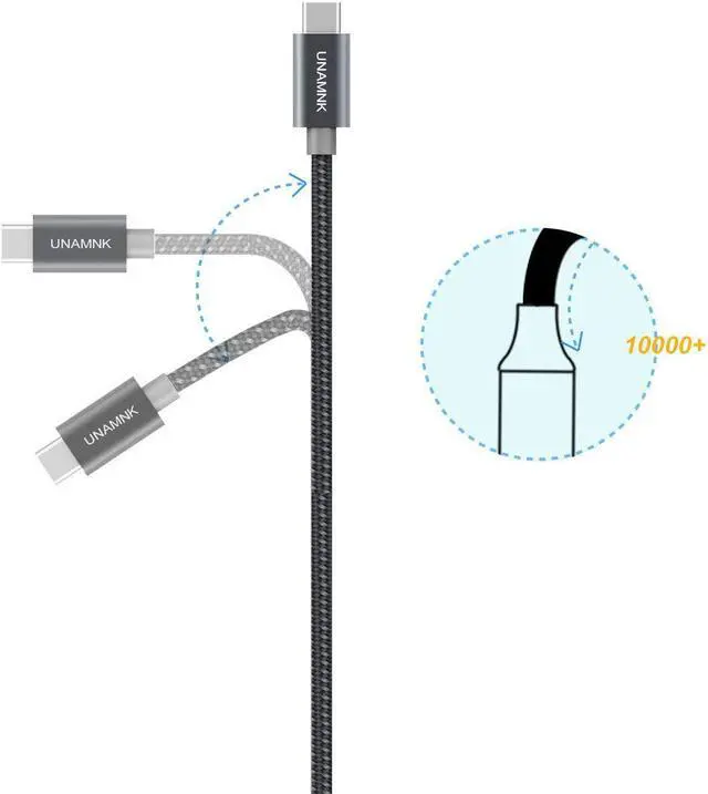 Alt view image 7 of 7 - USB C Cable [6.6Feet+6.6Feet+1Feet] 3A Fast Charging,UNAMNK USB A Male to USB C Male Cable Compatible with Samsung Galaxy S8 S9 S10 S20 Plus A51 A11,Note 8 9 10, LG V20 and Other USB C Charger-Gray