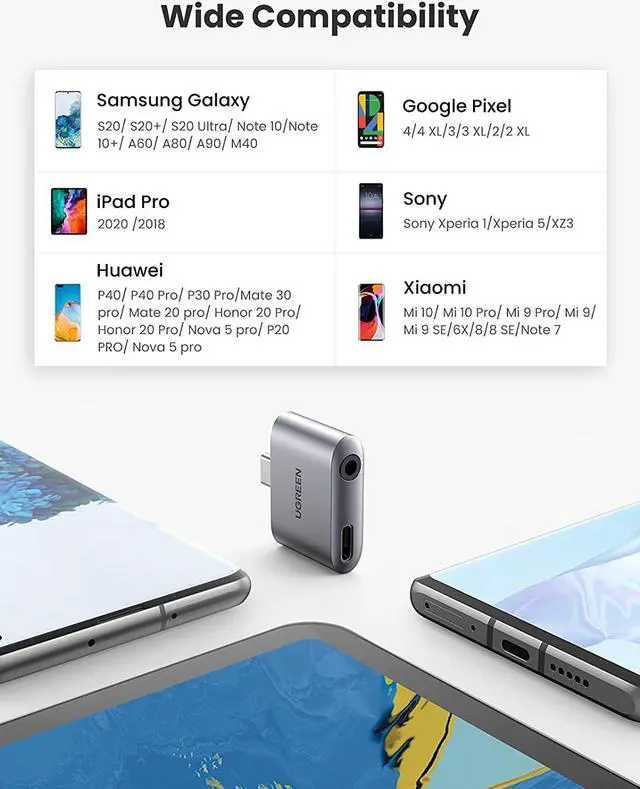Alt view image 4 of 7 - UGREEN USB C to 3.5mm Headphone and Charger Adapter Type C Converter Aux DAC Audio Earphone Adapter Compatible with iPad Pro 2020 Samsung S22 S21 S20 S20 Ultra Note10+ Pixel 4 3 2 XL iPad Mini 6