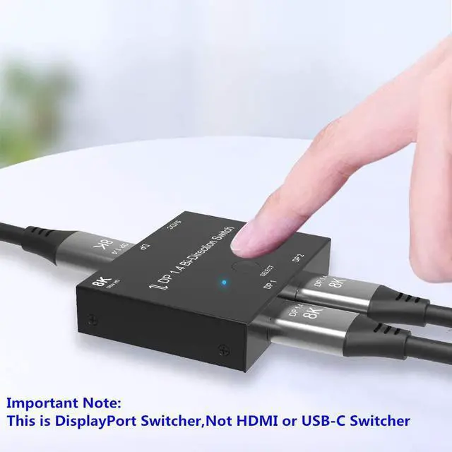 Alt view image 2 of 7 - CABLEDECONN DisplayPort 8K DP 1.4 Switch Bi-Direction 8K@30Hz 4K@120Hz Splitter Converter for Multiple Source and displays.