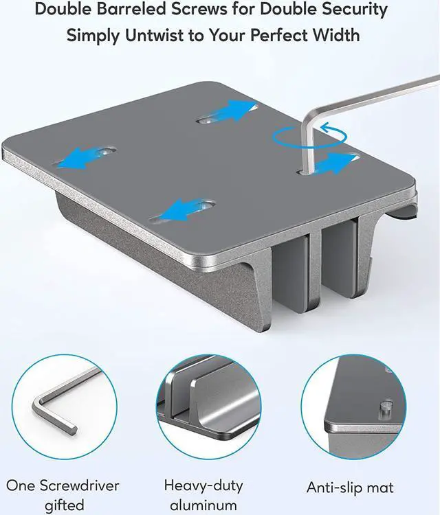 Alt view image 5 of 7 - AboveTEK Vertical Laptop Stand, 3 Slots Aluminum Desk Laptop Holder & Laptop Docking Station Stand for MacBook, Tablet, Phone - Universal Fit (Up to 17.3") - Heavy Duty Polished, Anti Slide - Grey