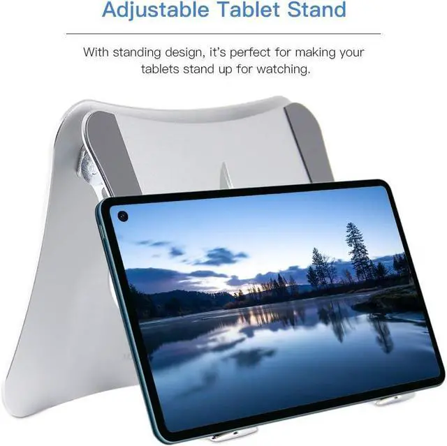 Alt view image 3 of 7 - Laptop Stand, Ergonomic Adjustable Laptop Stand, 2 in 1 Computer Stand Tablet Stand, Stand for Laptop Compatible with 10-15.6" Laptops and Tablets(Aluminum, Silver)