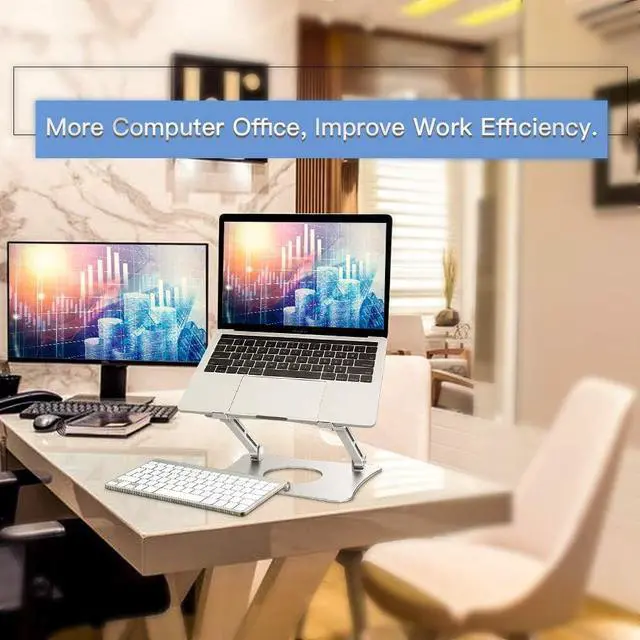 Alt view image 7 of 7 - Laptop Stand, Ergonomic Adjustable Laptop Stand, 2 in 1 Computer Stand Tablet Stand, Stand for Laptop Compatible with 10-15.6" Laptops and Tablets(Aluminum, Silver)