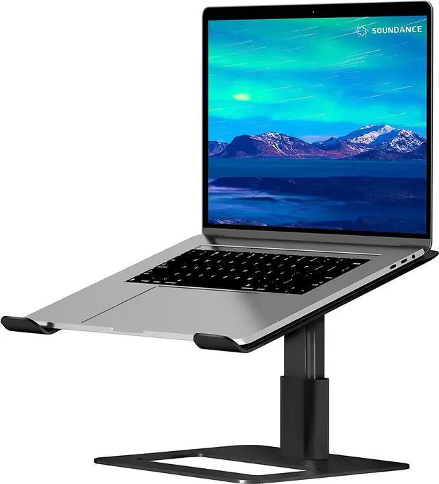 Main image of Adjustable Laptop Stand for Desk, Computer Stand, Ergonomic Laptop Riser Holder Compatible with 10 to 17.3 Inches Notebook PC Computer, Aluminum Black