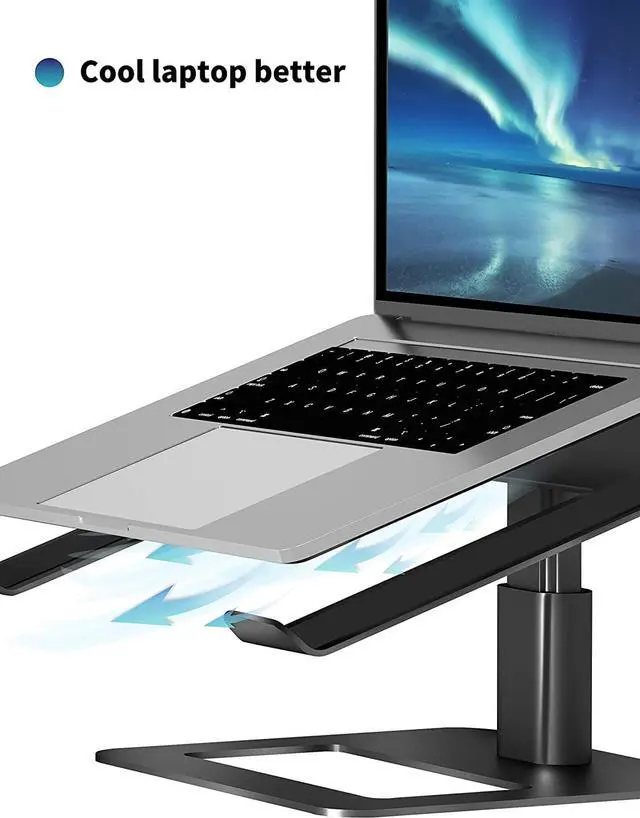 Alt view image 4 of 7 - Adjustable Laptop Stand for Desk, Computer Stand, Ergonomic Laptop Riser Holder Compatible with 10 to 17.3 Inches Notebook PC Computer, Aluminum Black