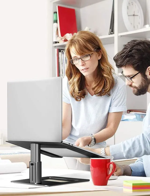 Alt view image 7 of 7 - Adjustable Laptop Stand for Desk, Computer Stand, Ergonomic Laptop Riser Holder Compatible with 10 to 17.3 Inches Notebook PC Computer, Aluminum Black