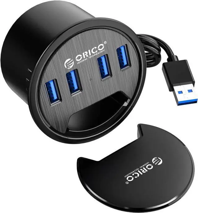 Main image of ORICO Desk Grommet, 4 Port USB 3.0 Hub, 5Gbps Data Transmission with 4.9ft Cord for Diameter 2.36" or 60MM Hole, Office Accessories, for PC, Flash Drive, HDD Enclosure and Other USB Devices