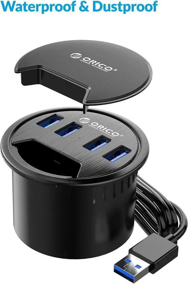 Alt view image 5 of 7 - ORICO Desk Grommet, 4 Port USB 3.0 Hub, 5Gbps Data Transmission with 4.9ft Cord for Diameter 2.36" or 60MM Hole, Office Accessories, for PC, Flash Drive, HDD Enclosure and Other USB Devices