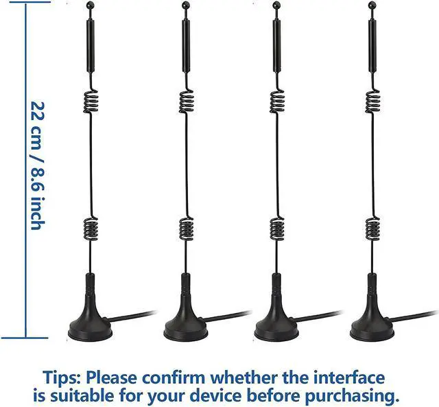 Alt view image 2 of 7 - Bingfu Dual Band WiFi 2.4GHz 5GHz 5.8GHz 9dBi Magnetic Base MIMO RP-SMA Male Antenna 4-Pack for WiFi Router Wireless Network Card USB Adapter Security IP Camera