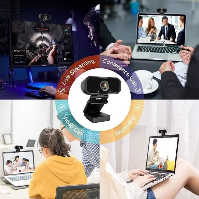 Alt view image 7 of 7 - Webcam 1080p HD Computer Camera - Microphone Laptop USB PC Webcam with Privacy Shutter and Tripod Stand, 110 Degree Live Streaming Widescreen Recording Pro Video Web Camera for Calling, Conferencing