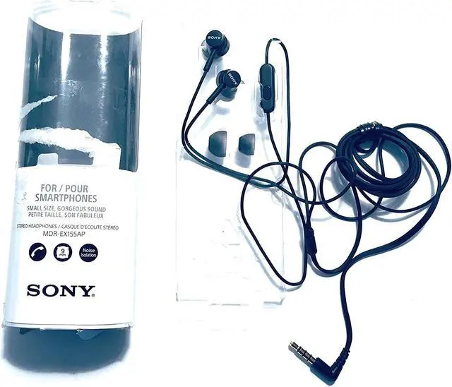 Alt view image 6 of 7 - MDREX155AP in-Ear Earbud Headphones/Headset with mic for Phone Call Black (MDR-EX155AP/B)