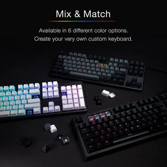 Alt view image 6 of 7 - Tecware Pudding PBT Keycaps Set | Clear and White Jelly-Style | Double Shot PBT for Phantom & Phantom+ Keyboards | OEM Profile 112 Keys with Puller | US ANSI Layout | Compatible with MX-Style Switches
