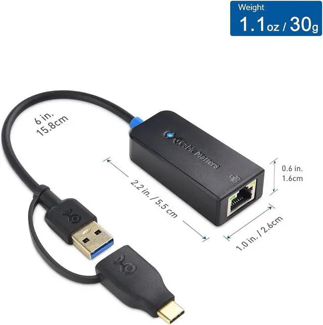 Alt view image 7 of 7 - Cable Matters USB C to 2.5 Gigabit Ethernet Adapter, USB to 2.5 Gb Ethernet Adapter, NOT Compatible with M2 Macs, USBA/USBC to RJ45 for 2500Mbps, Compatible with Thunderbolt 4 / USB4