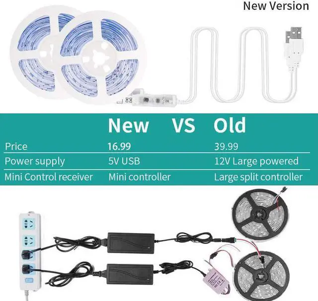 Alt view image 3 of 7 - Maylit Led Strip Lights, 20FT USB Led Light Strip Kit with Remote, RGB 5050 Color Changing Led Lights for Tv Backlight, Bedroom, Room, Home Decorations, 2 Rolls of 10 Feet