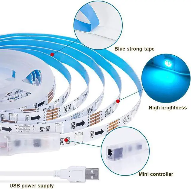 Alt view image 4 of 7 - Maylit Led Strip Lights, 20FT USB Led Light Strip Kit with Remote, RGB 5050 Color Changing Led Lights for Tv Backlight, Bedroom, Room, Home Decorations, 2 Rolls of 10 Feet