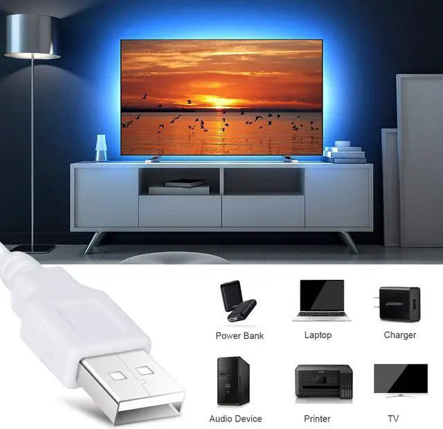 Alt view image 5 of 7 - Maylit Led Strip Lights, 20FT USB Led Light Strip Kit with Remote, RGB 5050 Color Changing Led Lights for Tv Backlight, Bedroom, Room, Home Decorations, 2 Rolls of 10 Feet