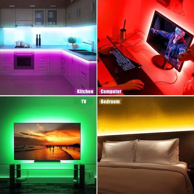 Alt view image 7 of 7 - Maylit Led Strip Lights, 20FT USB Led Light Strip Kit with Remote, RGB 5050 Color Changing Led Lights for Tv Backlight, Bedroom, Room, Home Decorations, 2 Rolls of 10 Feet