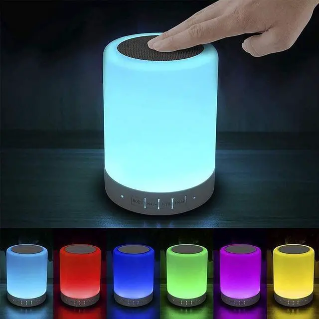 Main image of Elecstars Touch Bedside Lamp - with Bluetooth Speaker, Dimmable Color Night Light, Outdoor Table Lamp with Smart Touch Control, Best Gift for Men Women Teens Kids Children Sleeping Aid
