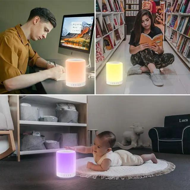 Alt view image 6 of 7 - Elecstars Touch Bedside Lamp - with Bluetooth Speaker, Dimmable Color Night Light, Outdoor Table Lamp with Smart Touch Control, Best Gift for Men Women Teens Kids Children Sleeping Aid