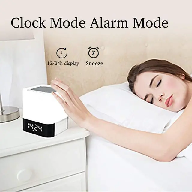 Alt view image 4 of 7 - Night Lights Bluetooth Speaker, Alarm Clock Wireless Bluetooth Speakers,Touch Sensor Bedside Lamp,Color Changing Night Lights for Kids,MP3 Music Player, Speakerphone/TF Card/AUX-in Supported
