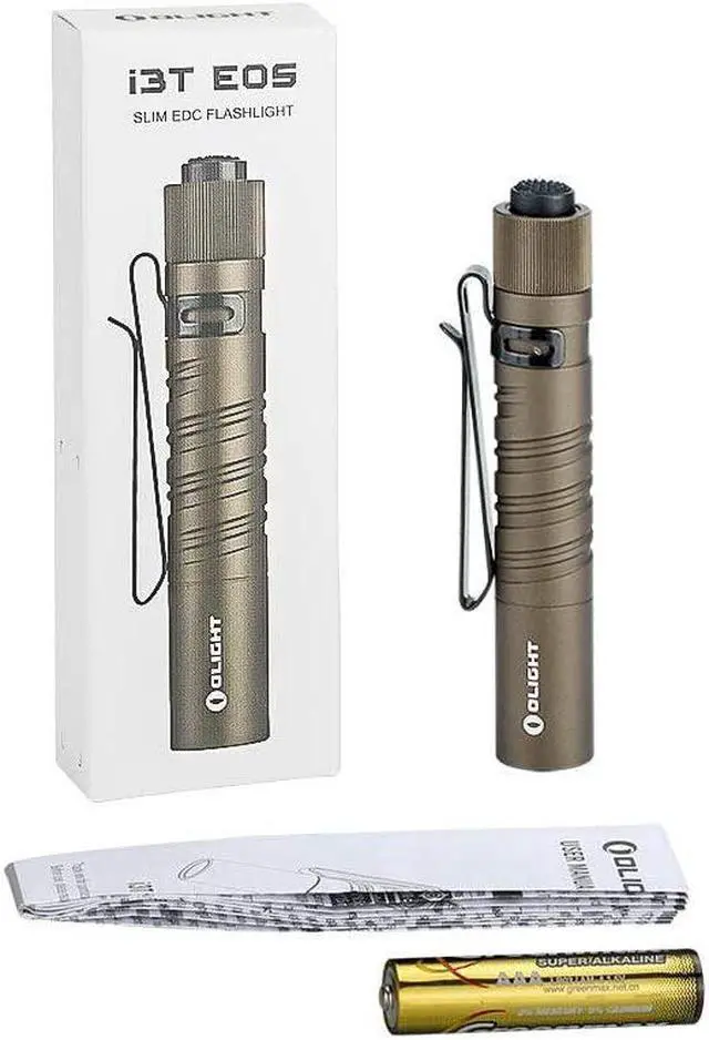 Alt view image 7 of 7 - I3T EOS 180 Lumens Dual-Output Slim EDC Flashlight for Camping and Hiking Tail Switch Flash Light with AAA Battery (Desert Tan)