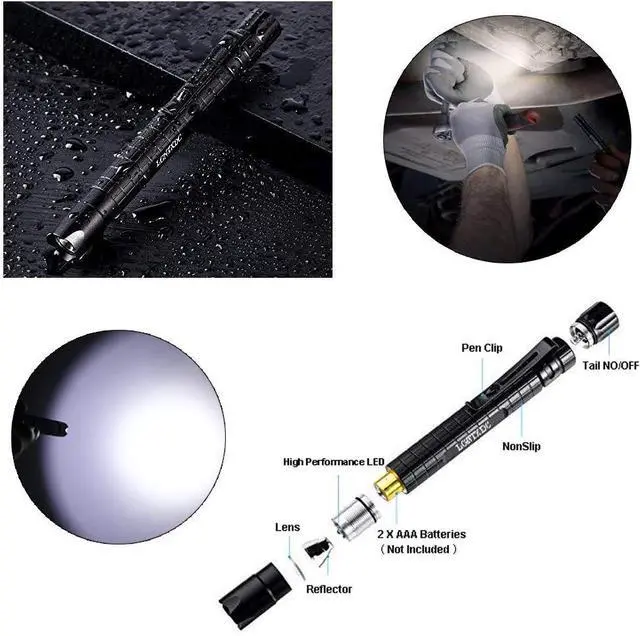 Alt view image 2 of 7 - LGNTXDC LED Pen Light, 5 Pcs Ultra-Bright Aluminum Small AAA Mini Flashlights Tactical Penlight with Pen Clip, Non-Slip Waterproof IPX4 Pocket-Size, XDC140 Pro