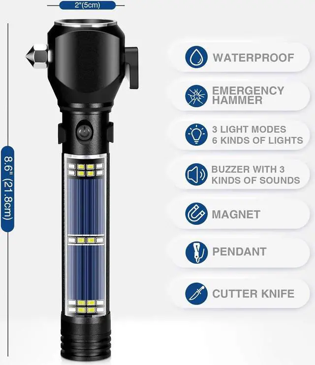 Alt view image 6 of 7 - Delxo 2 Pack Tactical Flashlight, Rechargeable Flashlights,Waterproof Handheld Solar Powered Patriot Flashlights with LED Flash Light 2400mAh Battery for Emergency,Camping,Survival Gear,Road Trip
