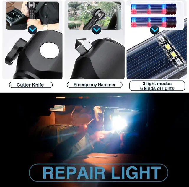 Alt view image 5 of 7 - Delxo 2 Pack Tactical Flashlight, Rechargeable Flashlights,Waterproof Handheld Solar Powered Patriot Flashlights with LED Flash Light 2400mAh Battery for Emergency,Camping,Survival Gear,Road Trip