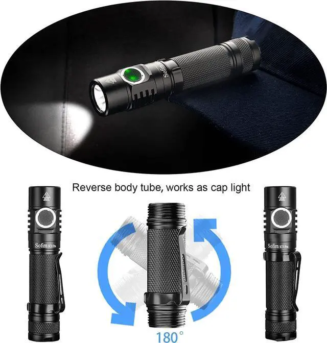 Alt view image 6 of 7 - sofirn SC31 Pro Rechargeable EDC Flashlight, Super Bright 2000 Lumens Pocket Flashlight with SST40 6500K LED, Andruril 2 UI, Water Resistant LED Light with Diffuser Magnetic Tail Cap, for Camping