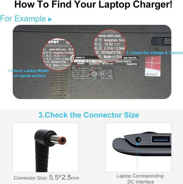 Alt view image 4 of 7 - 65W 20V 3.25A AC Adapter Charger for Lenovo IdeaPad G560 B560 G580 G570 G585 G780 N585 V570 B570 B575 Y580 Z500 Z560 Z565 Z570 Z575 Z580 Z585 ADP-65KH B CPA-A065 Power Cord