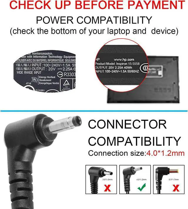Alt view image 6 of 7 - 45W Adapter Laptop Charger for IdeaPad 100 100s 110 130s 310 510 510s 710 710s Power Supply Cord (GX20K11838)