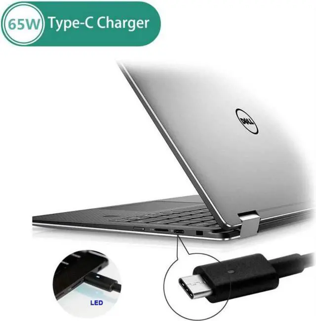 Alt view image 3 of 6 - New 65W USB Type-C AC Charger for Dell XPS 12 9250,XPS 13 9350 9360 9365 9370 9380, LA65NM170 HA65NM170,02YK0F Laptop Power Supply Adapter Cord