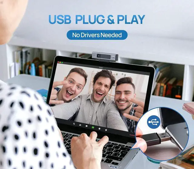 Alt view image 6 of 7 - Enther Webcam HD 1080P with Microphone,Business Web Camera,Laptop Desktop Full HD Web Computer Camera,Plug and Play,for Zoom/Skype/Teams, Video Conferencing, Teaching, Streaming, and Gaming