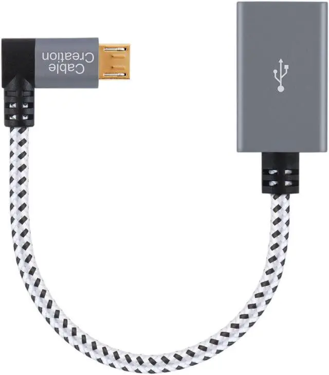 Main image of Right Angle Micro USB OTG Adapter, CableCreation Braided Micro USB to USB On The Go Adapter Compatible with Flash Drive, Mouse & Keyboard, Game Controller, Aluminum, Space Gray