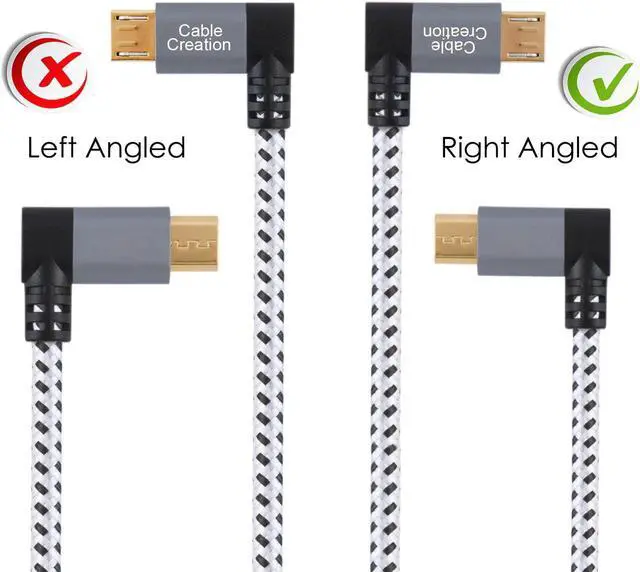 Alt view image 3 of 6 - CableCreation 10 Feet Right Angle Micro USB 2.0 Braided Cable, 90 Degree Vertical Right USB 2.0 A Male to Micro USB Male with Aluminium Case,3 Meters,Space Gray