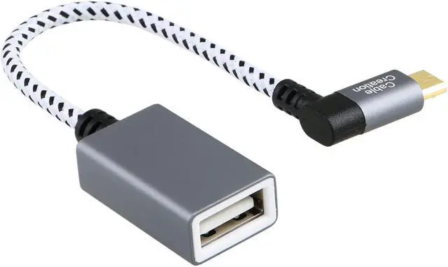 Alt view image 4 of 7 - Right Angle Micro USB OTG Adapter, CableCreation Braided Micro USB to USB On The Go Adapter Compatible with Flash Drive, Mouse & Keyboard, Game Controller, Aluminum, Space Gray